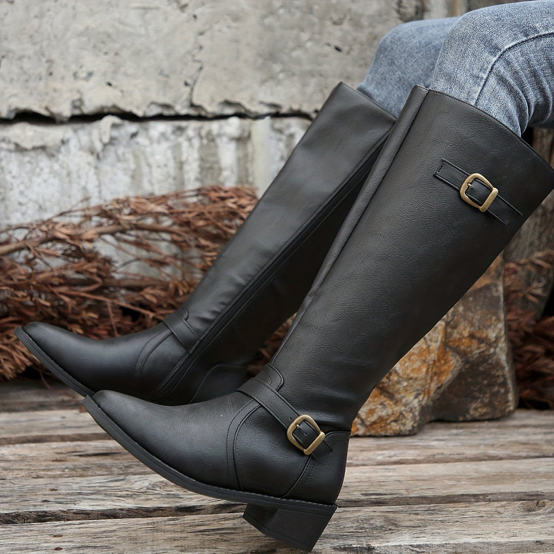 Levoire | Bottes Femmes À Talon Haut Viininkorjuu Avec Sangle Réglable Et Fermeture Éclair Noir