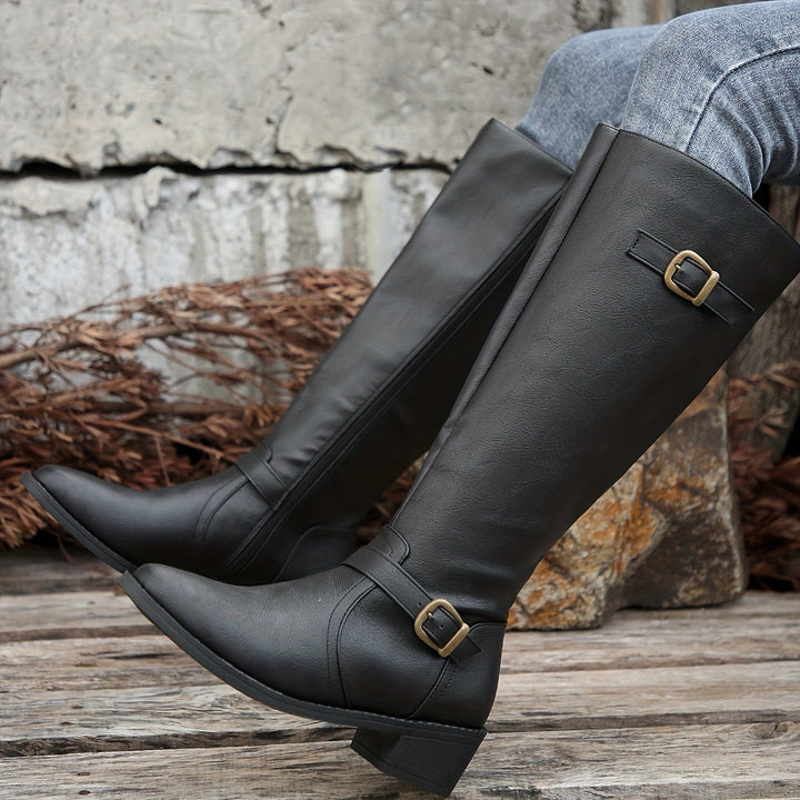 Levoire | Bottes Femmes À Talon Haut Viininkorjuu Avec Sangle Réglable Et Fermeture Éclair Noir