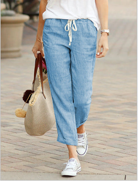 Levoire | Pantalons De Loisirs En Coton Pour Femmes Bleu