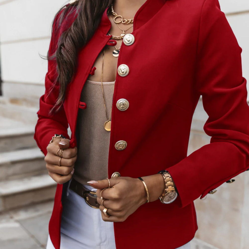 Levoire | Blazer Élégant Avec Boutons Dorés Rot