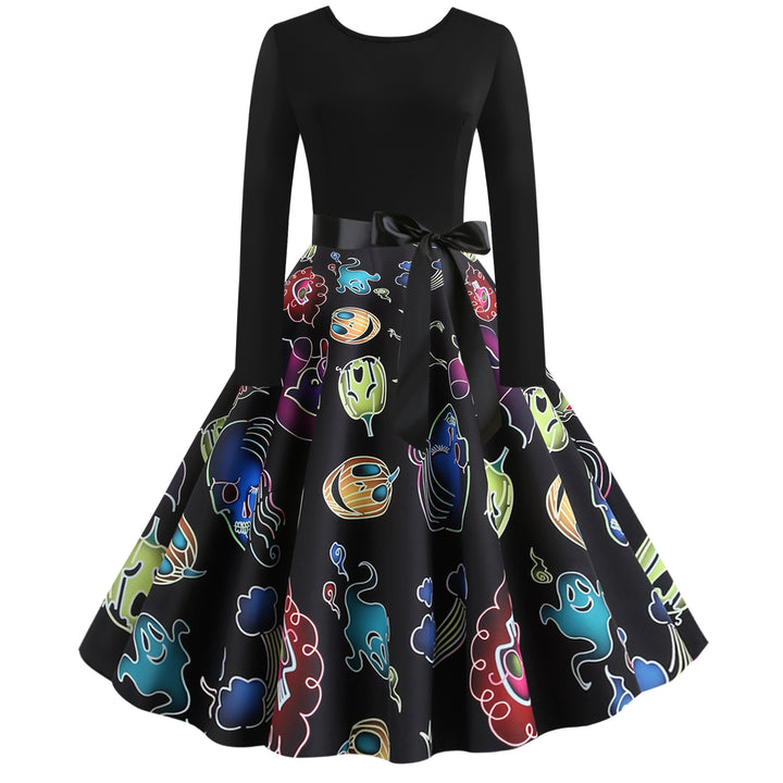 Robe swing pour femmes avec un design de fantôme ludique et une jupe qui tourne Levoire