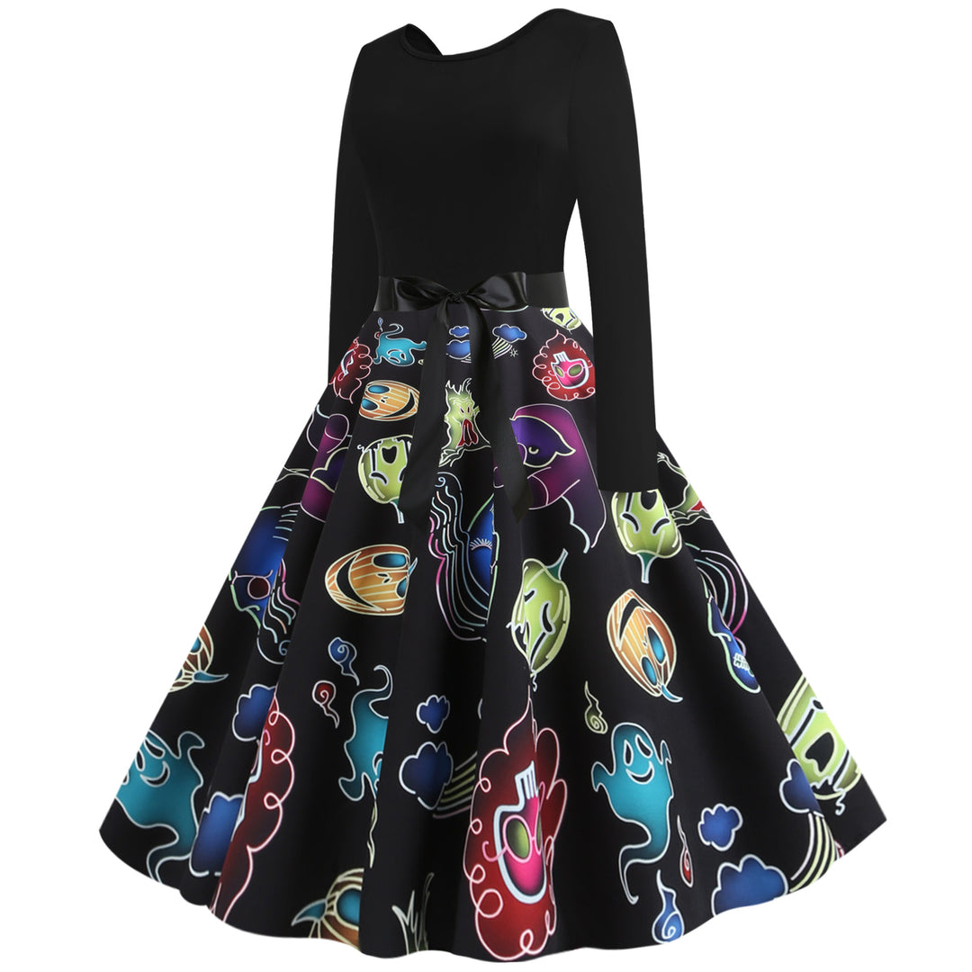 Robe swing pour femmes avec un design de fantôme ludique et une jupe qui tourne Levoire