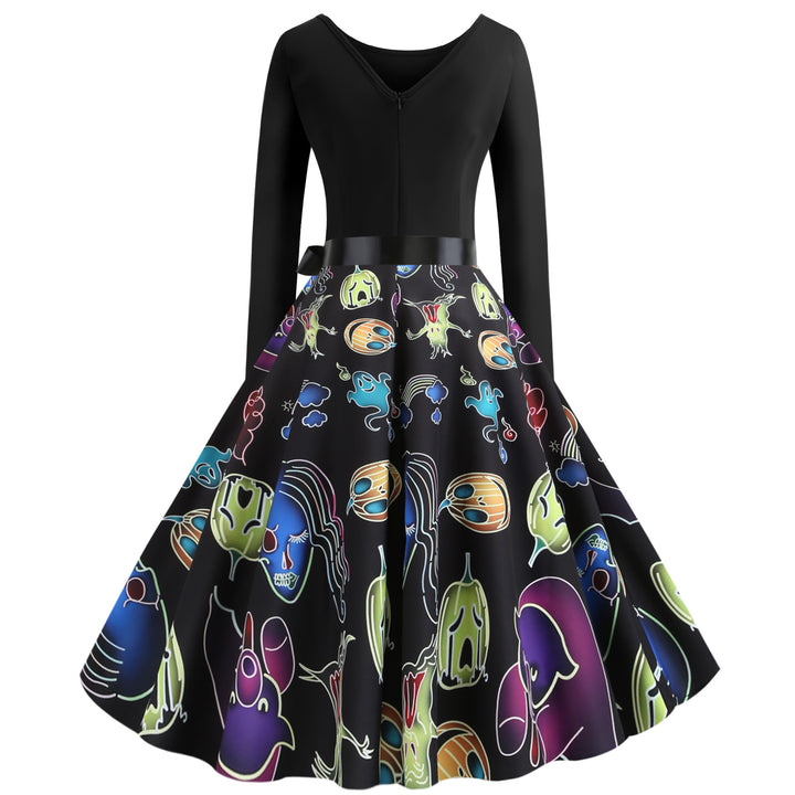 Robe swing pour femmes avec un design de fantôme ludique et une jupe qui tourne Levoire