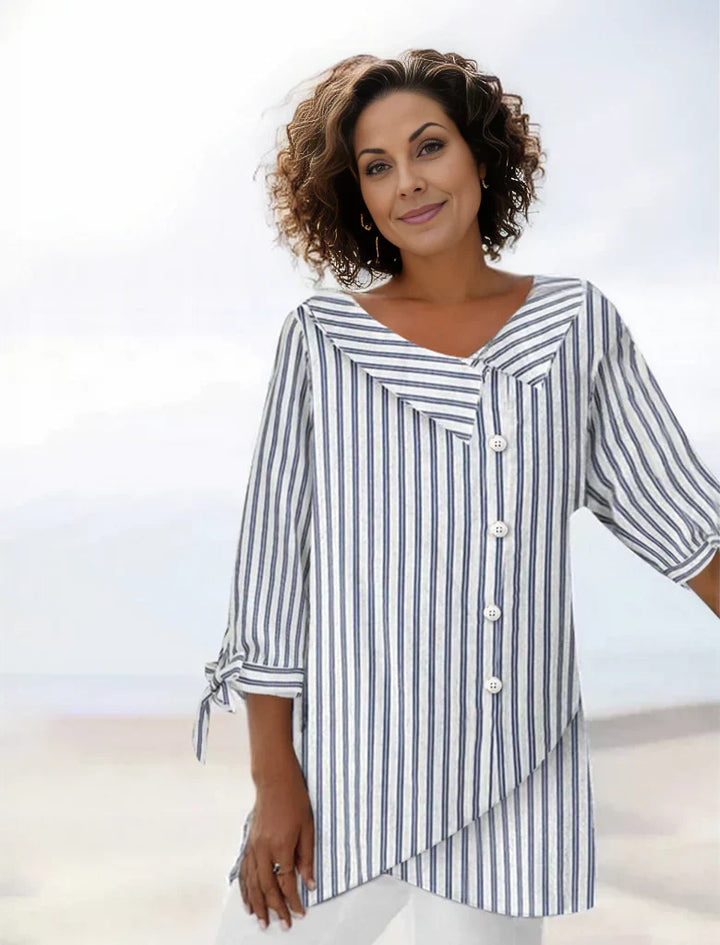 Levoire | Chemise Longue Rayée Chic Avec Boutons 2XL