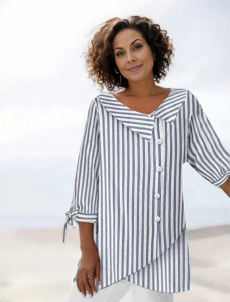 Levoire | Chemise à manches longues rayée élégante à boutons 2XL