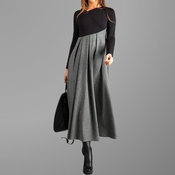 Levoire | Robe Maxi Élégante À Manches Longues Gris