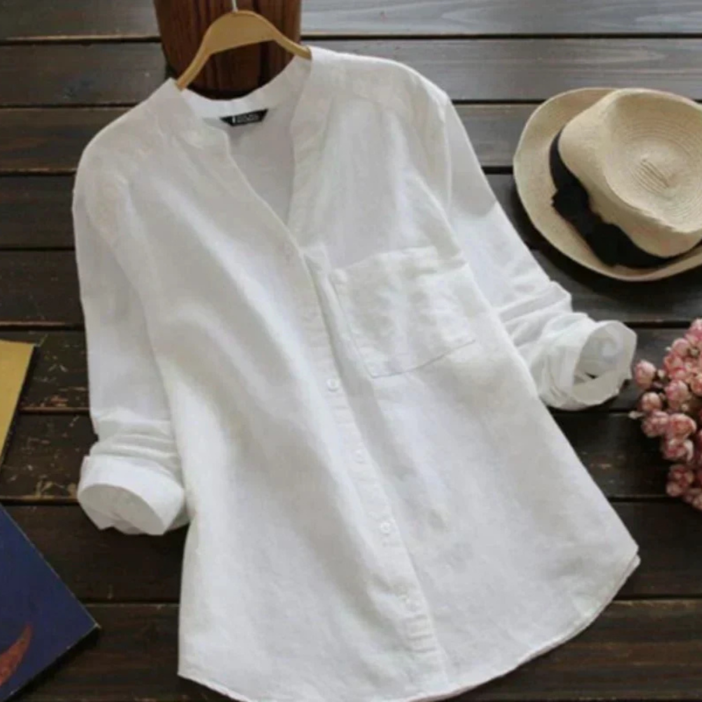 Levoire | Chemise Intemporelle Avec Col Montant Blanc