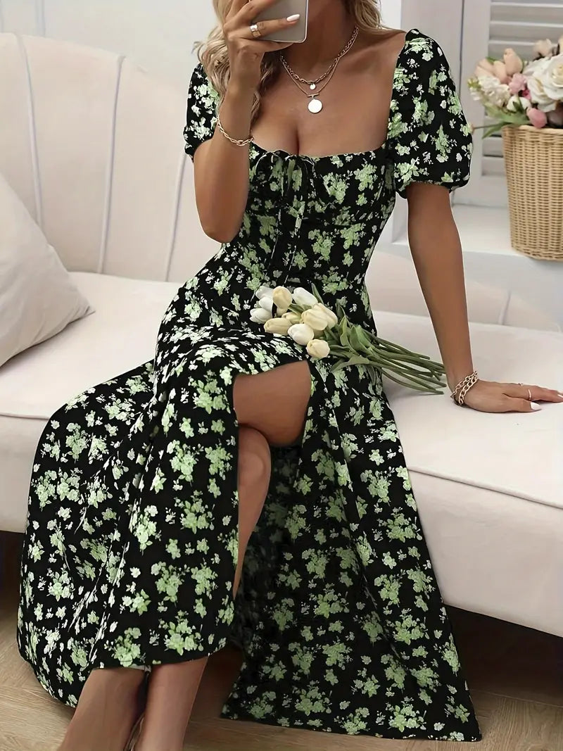 Levoire | Robe En A-Ligne Avec Imprimé Floral Et Manches Bouffantes Pour Le Printemps Et L'Été