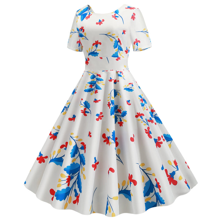 Robe swing pour femmes avec des détails imprimés floraux et une jupe évasée élégante Levoire