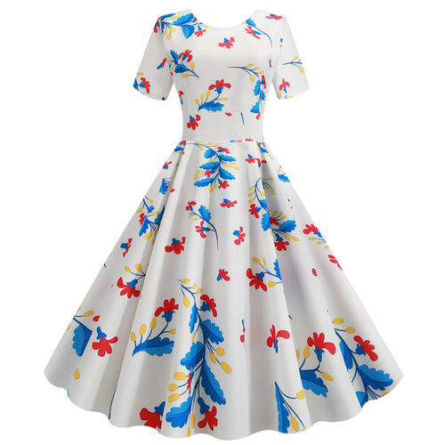 Robe swing pour femmes avec des détails imprimés floraux et une jupe évasée élégante Levoire