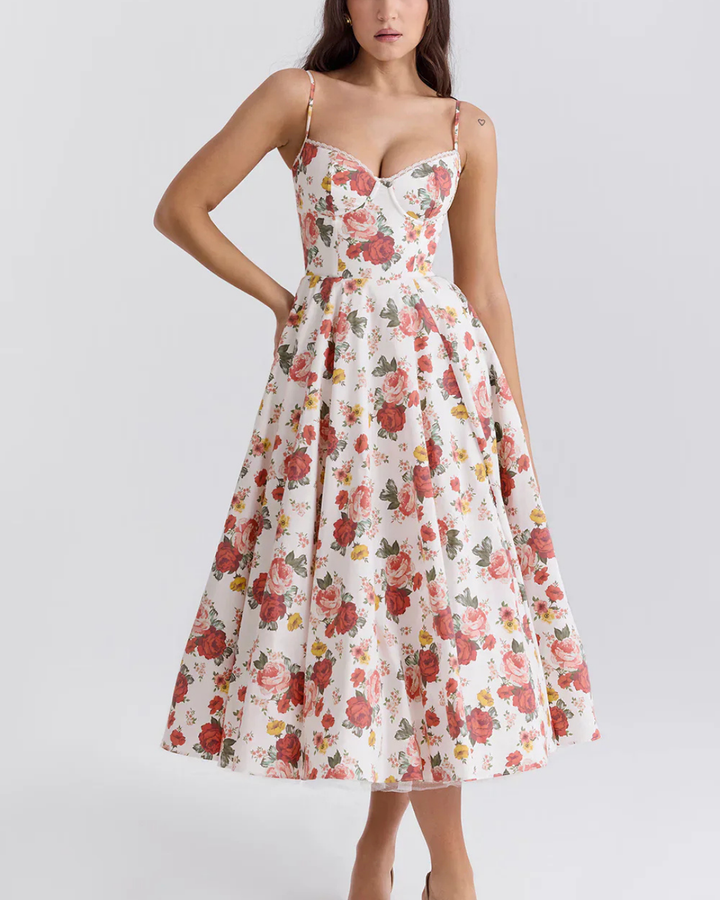 Levoire | Robe d'été aérienne avec détail de corsage Rotfleuri