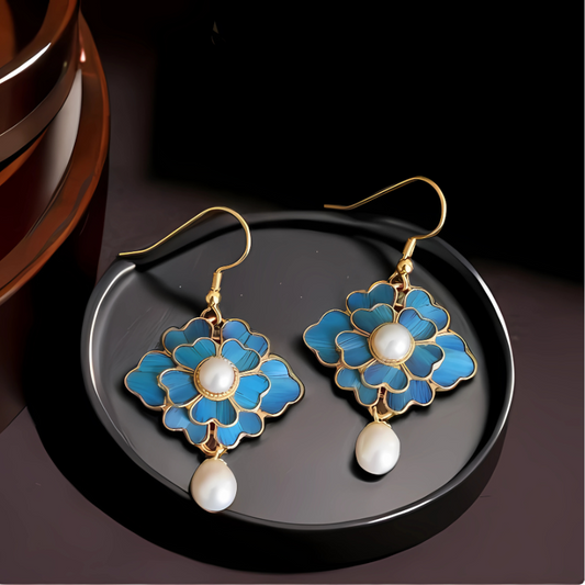 Levoire | Raisin Bleu Boucles D'Oreilles Lotus En Perles Bleu