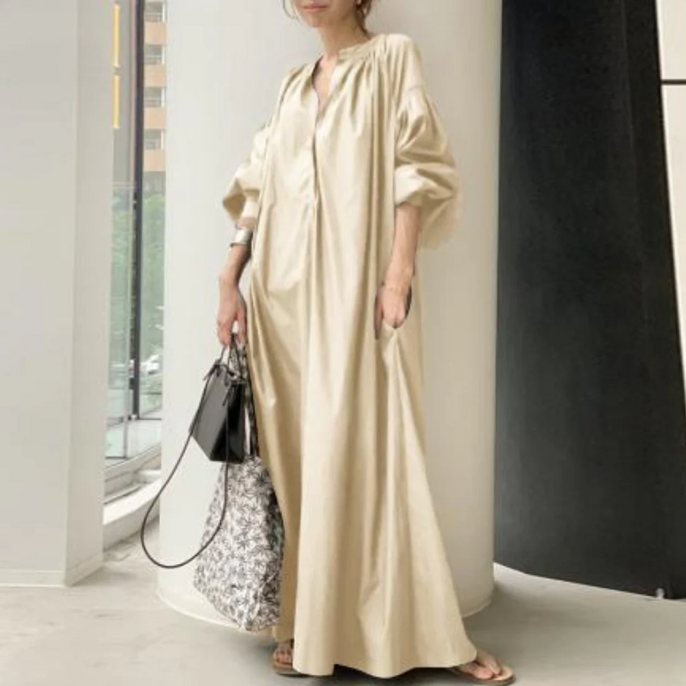 Levoire | Robe Maxi à Manches Longues Pour Femmes Kaki