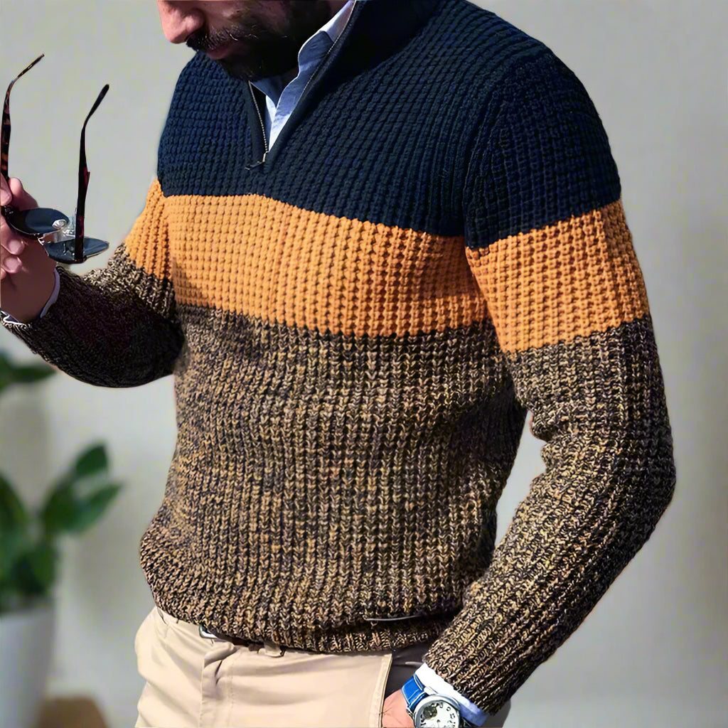 Levoire | Pull Homme Avec Colorblock Et Demi-Zip