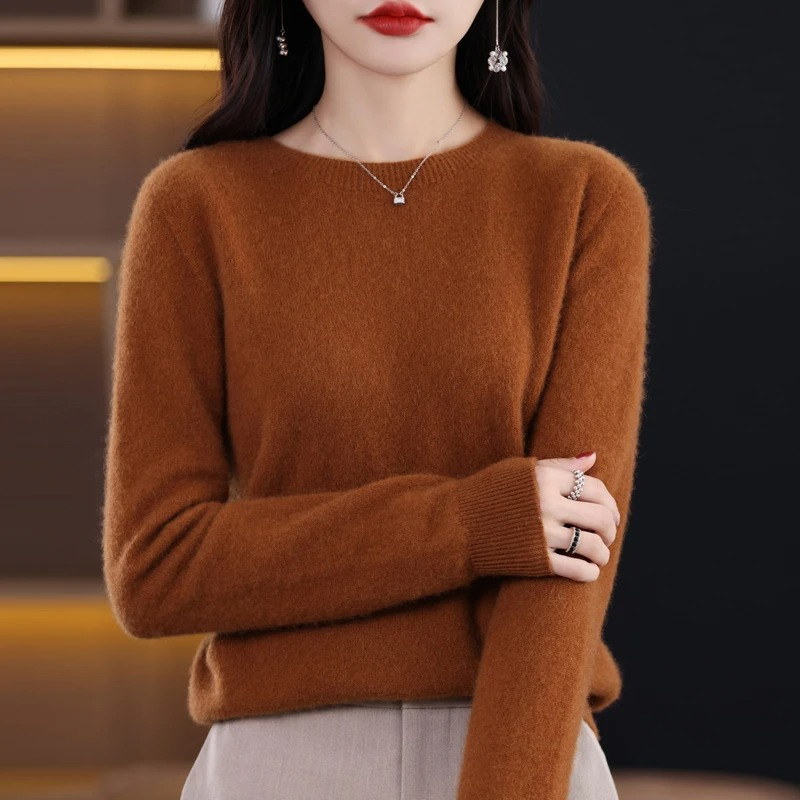 Levoire | Cachemire-pull Nuisettes Col Rond, Doux Luxe & Chaleur Orange foncé