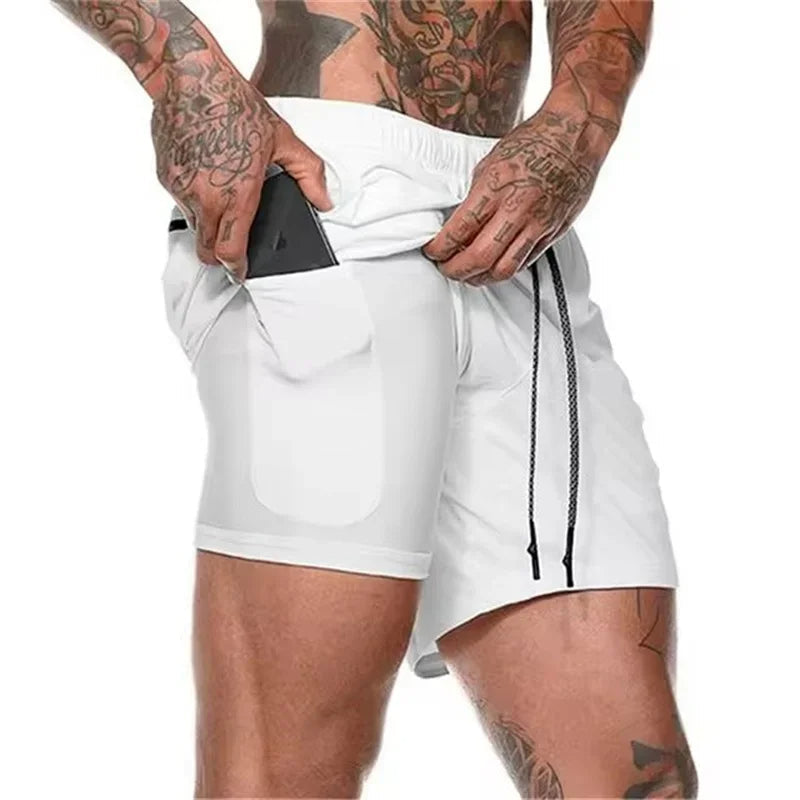 Levoire | 2 en 1 Shorts de sport pour hommes Blanc