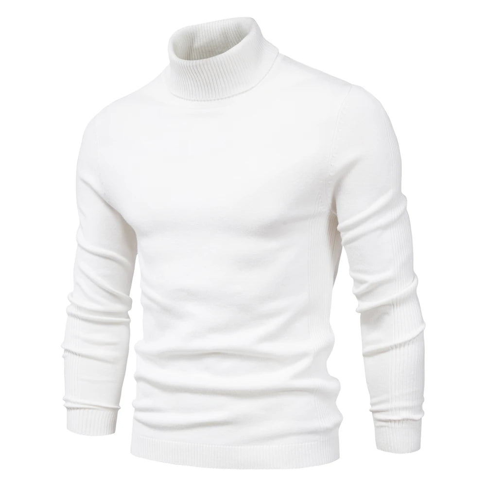 Levoire | Pull À Col Roulé Décontracté Pour Hommes Blanc