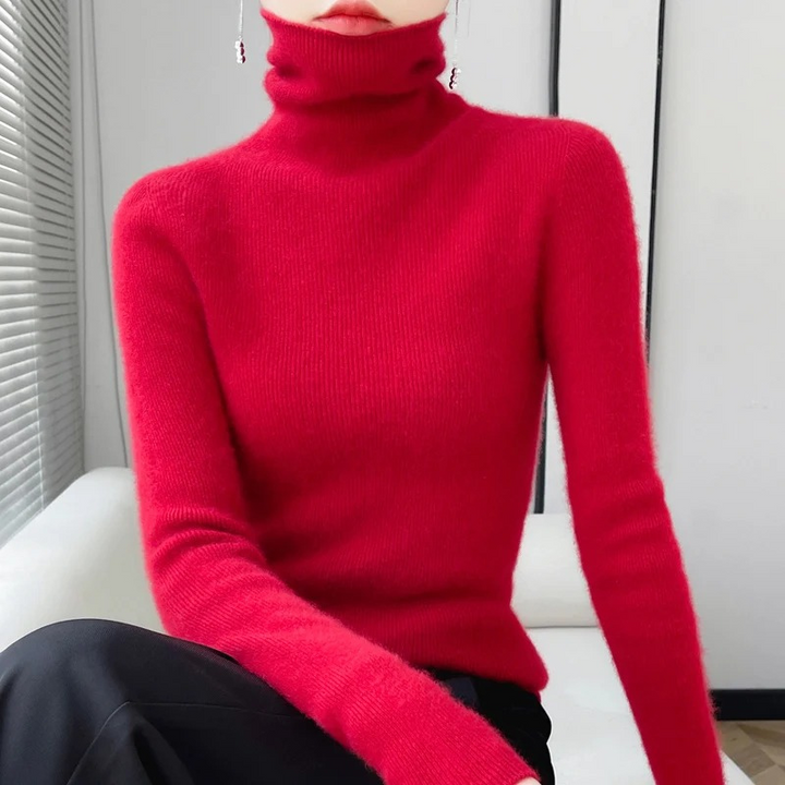 Levoire | Pull en cachemire pour femmes Pull à col élégant en laine luxueuse Rot