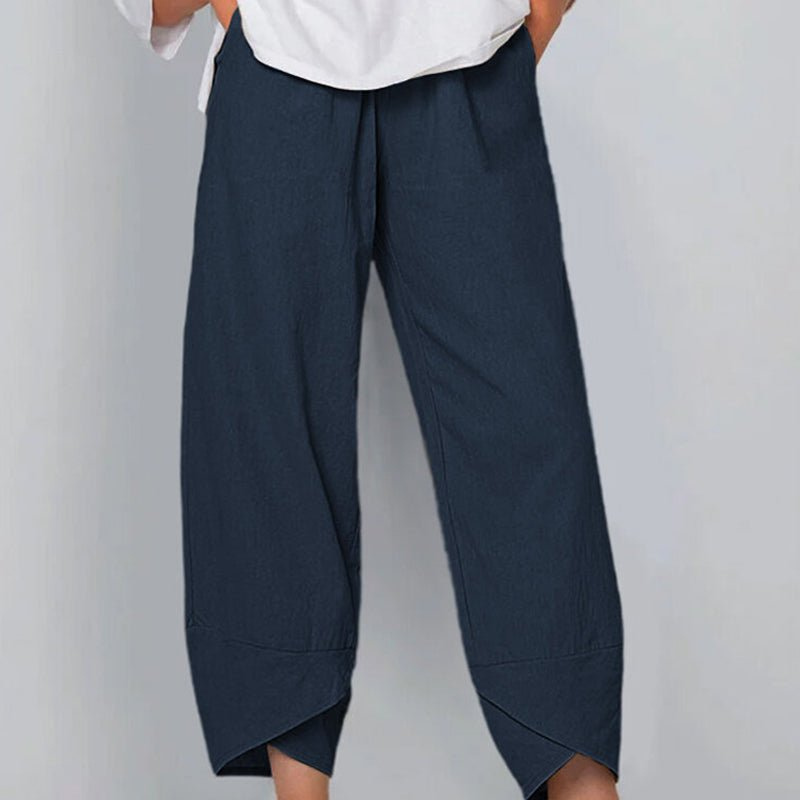 Levoire | Pantalon femme en coton léger et lin, confort d'été pour femmes Marine