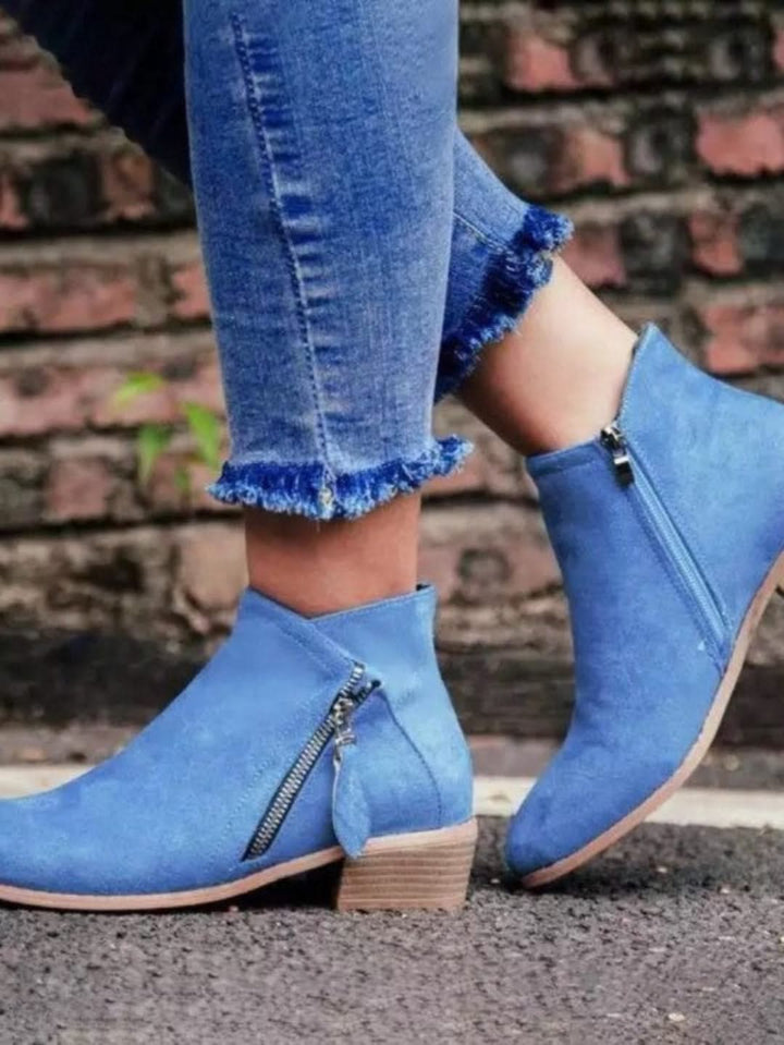 Levoire | Fermeture Éclair À La Cheville En Cuir Style Chic Et Confort Inégalé Bleu