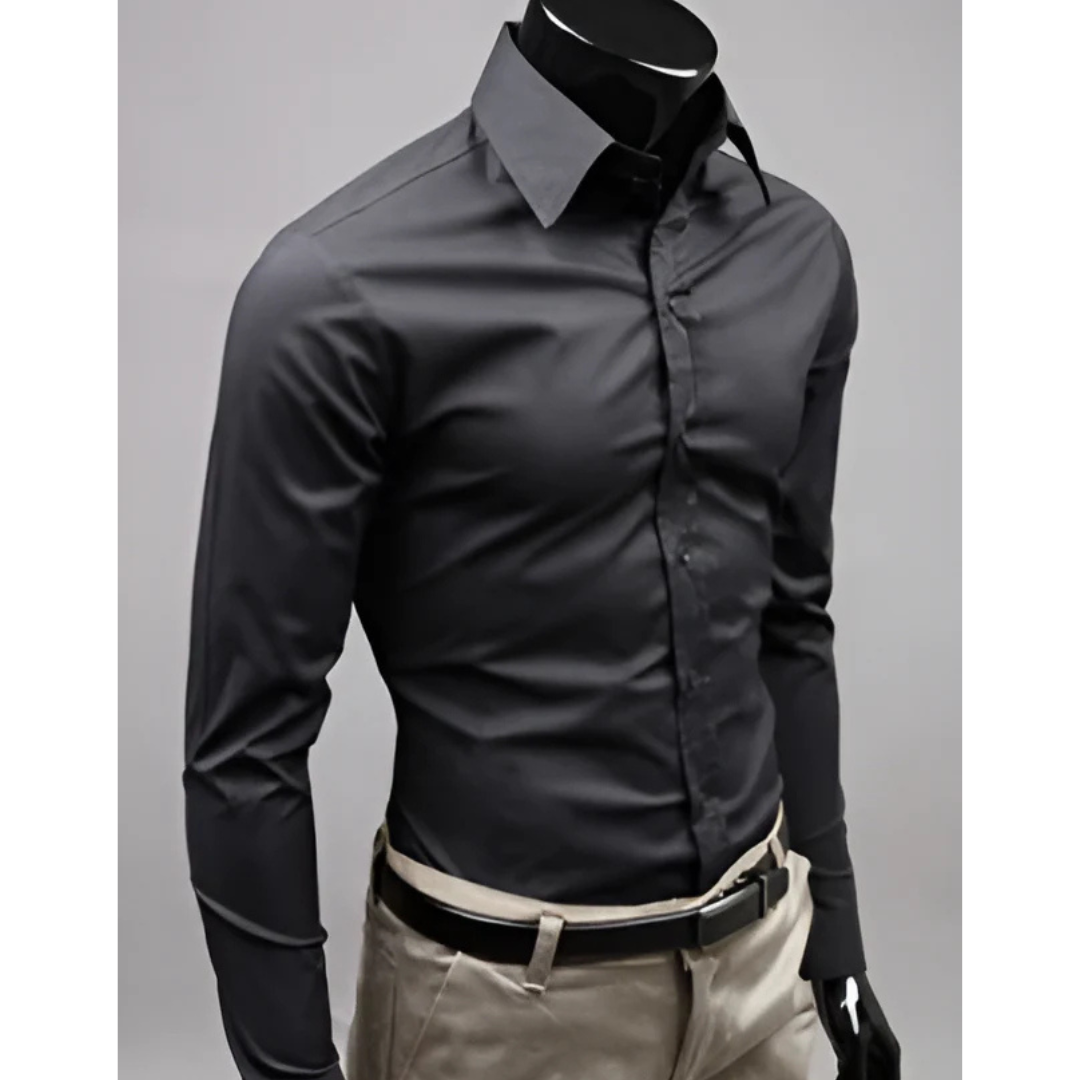 Levoire | Blouse à manches longues Slim Fit avec fermeture à boutons Noir