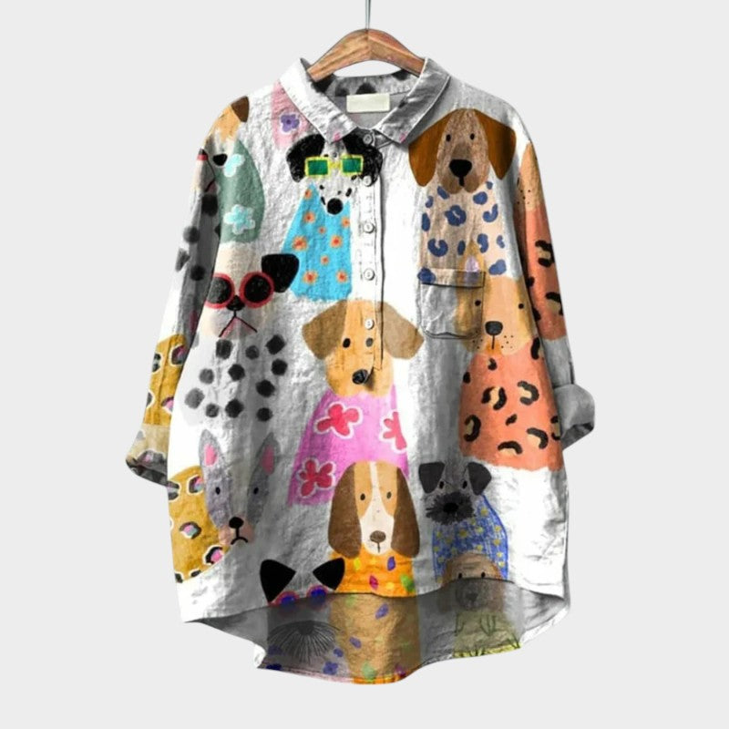 Levoire | Chemise Décontractée Avec Col Rond Chien 1