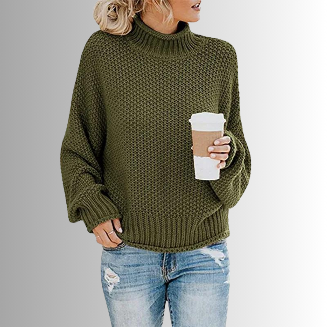 Levoire | Design Pull Femme Avec Col Haut Vert olive