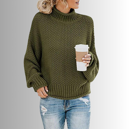 Levoire | Design Pull Femme Avec Col Haut Vert olive