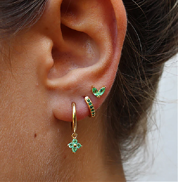 Levoire | Ensemble De Boucles D'Oreilles Raffinées Pour Femmes Vert doré