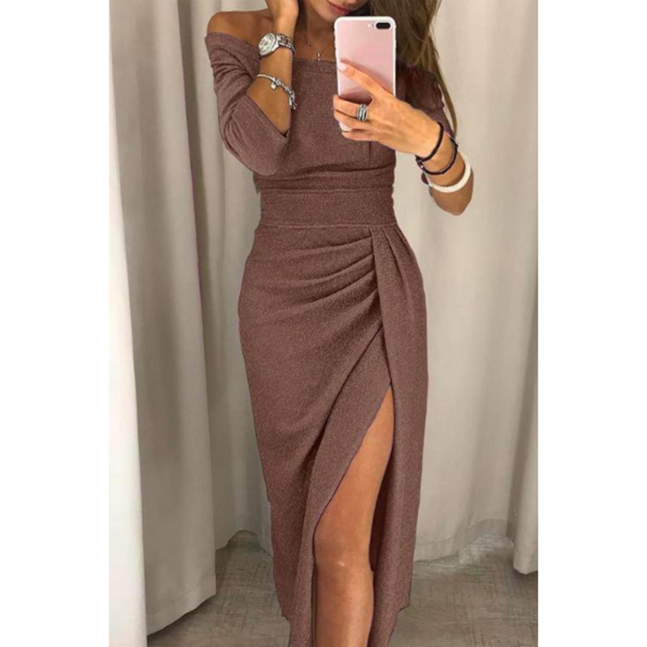 Levoire | Robe de soirée avec épaules dénudées pour femmes Braun