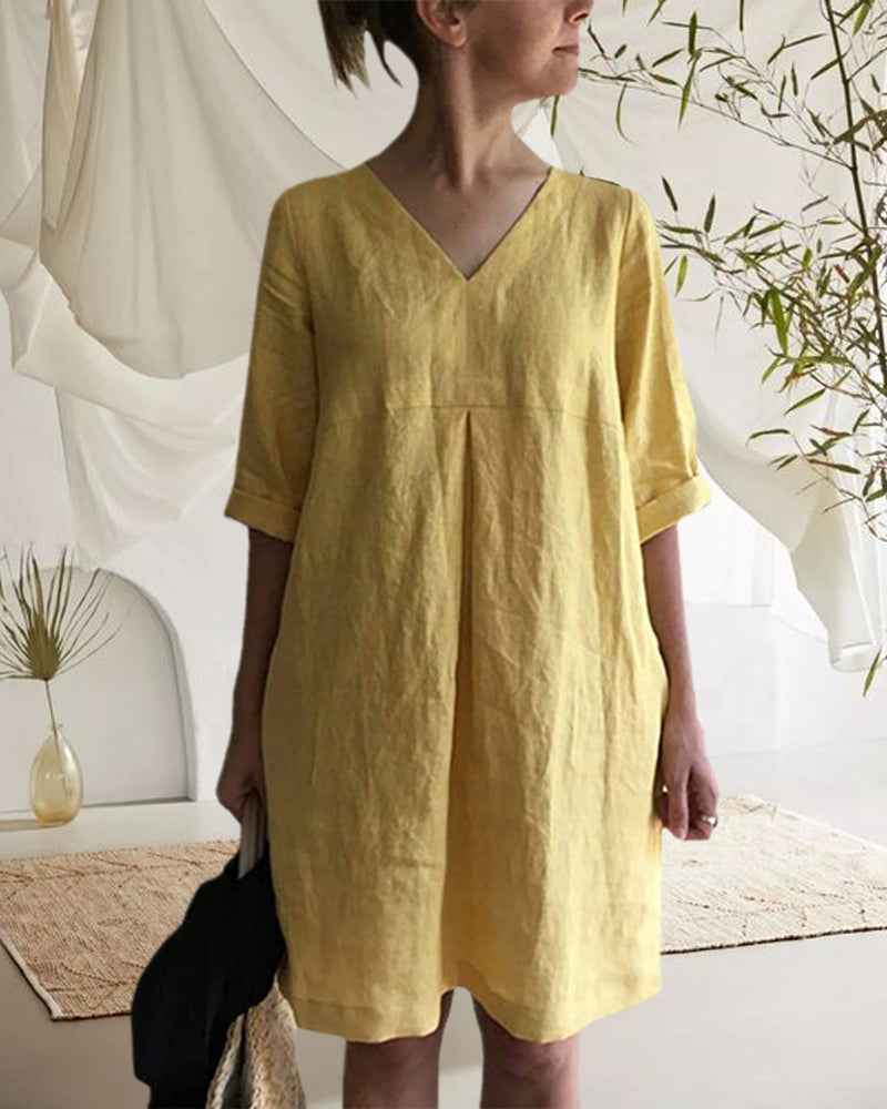 Levoire | Tunique Informative Robe À Col V jaune