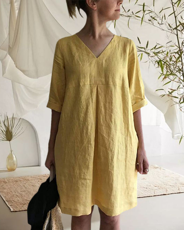 Levoire | Tunique Informative Robe À Col V jaune