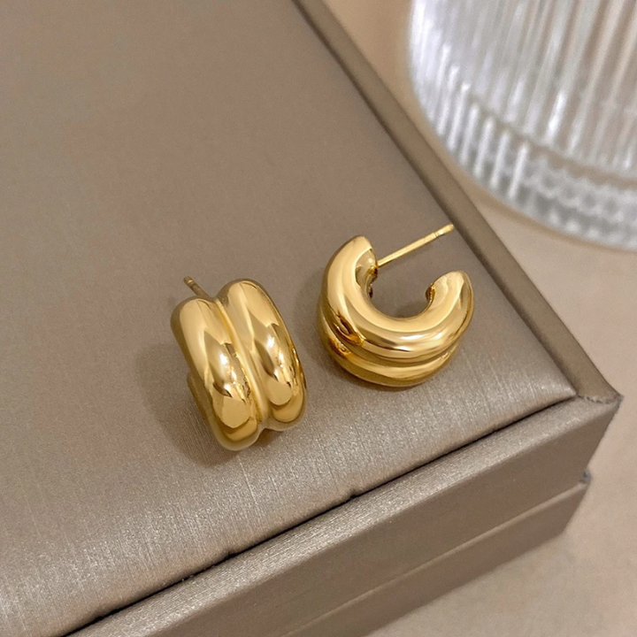 Levoire | Grandes Boucles D'Oreilles Cerceau Finition Dorée Or Longueur : 15mm