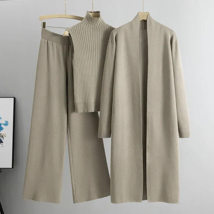 Levoire | Ensemble tricoté trois pièces pour femmes Gris Taille unique