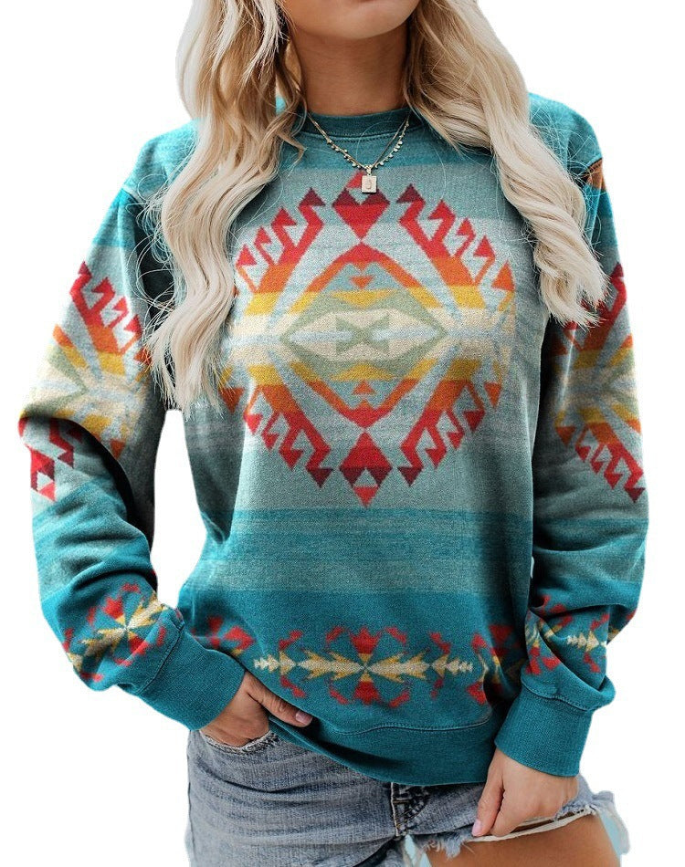 Levoire | Imprim Pull Femmes Turquoise et rouge