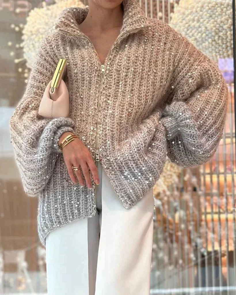 Levoire | Langarm Pullover Femmes Chaud Beige