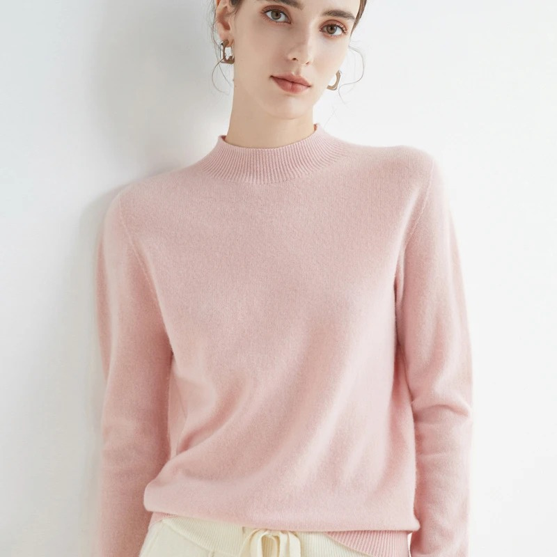 Levoire | Cachemire Gilet Femme Col Rond Doux et Léger Pull Rose pâle