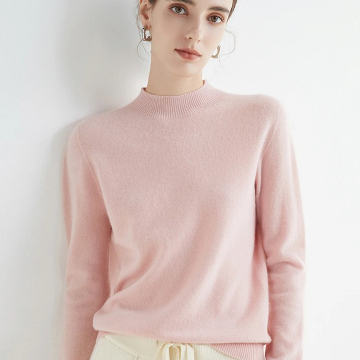 Levoire | Cachemire Gilet Femme Col Rond Doux et Léger Pull Rose pâle