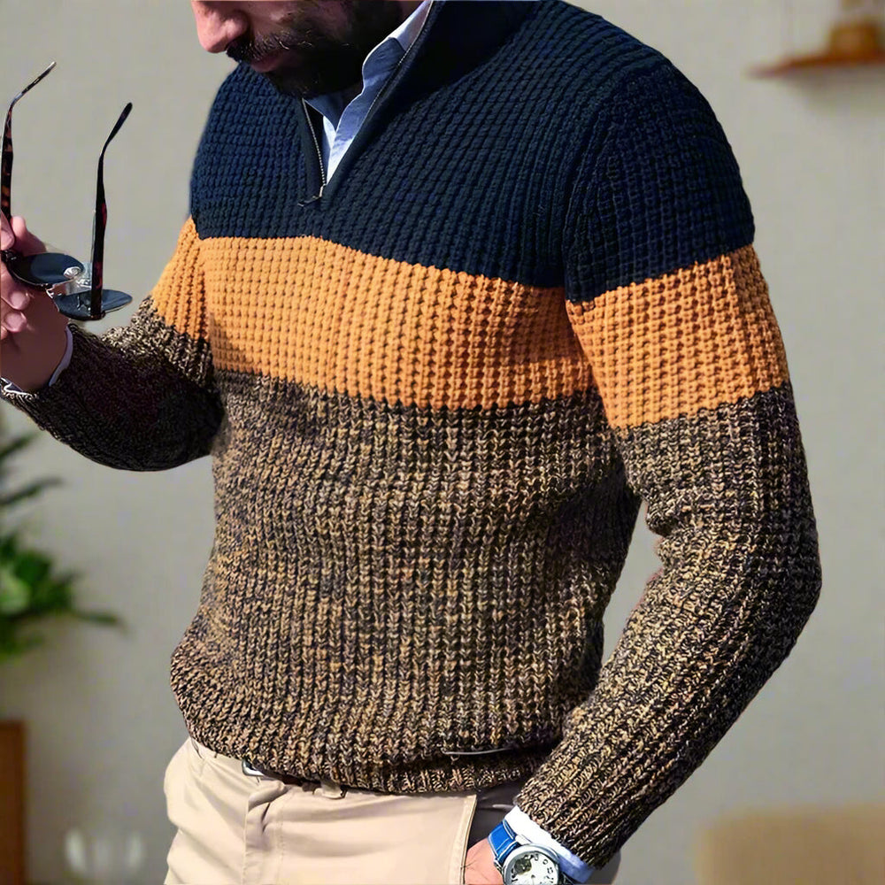 Levoire | Pull Homme Avec Colorblock Et Demi-Zip