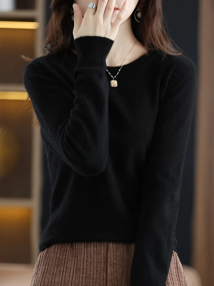 Levoire | Cachemire Tricot Femmes Col Ronde, Doux & Chaud Luxe Noir