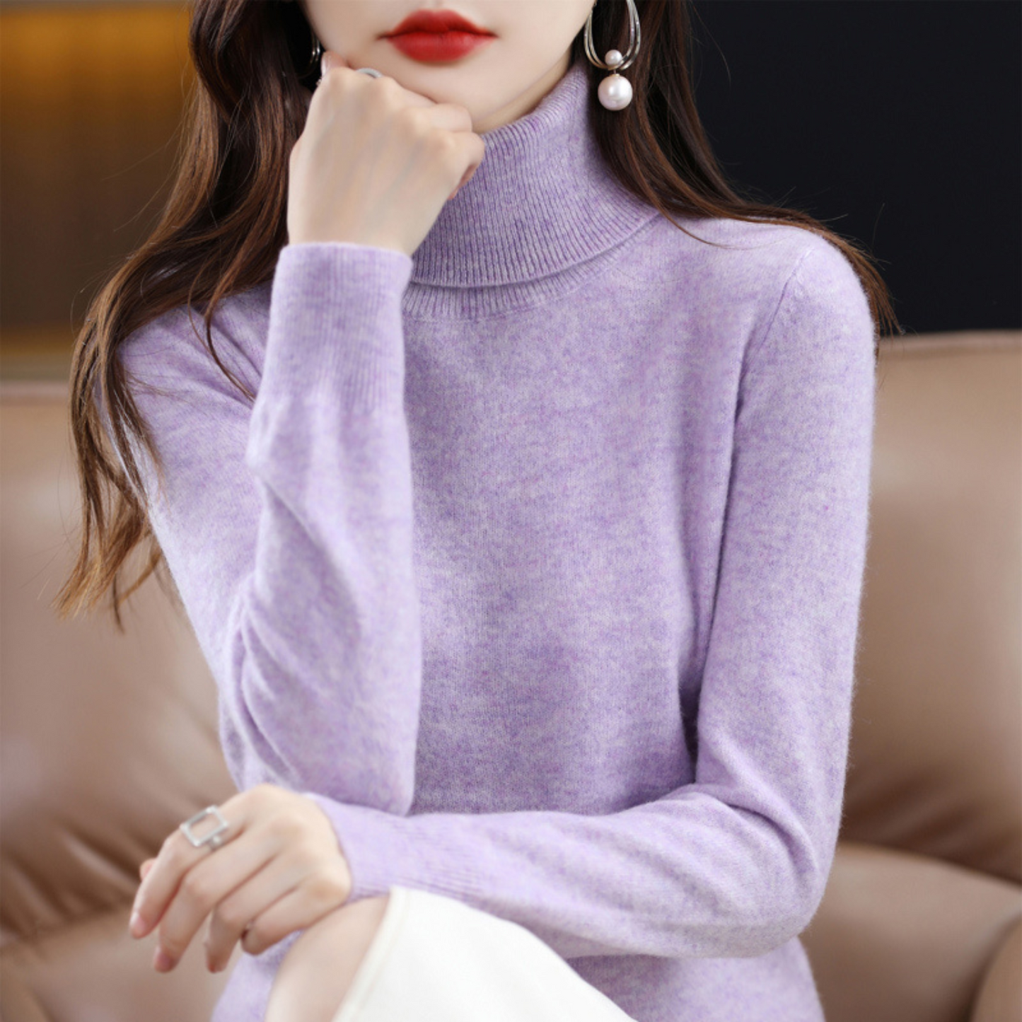 Levoire | Pull Col Roulé Avec Sensation Cachemire Lilac clair