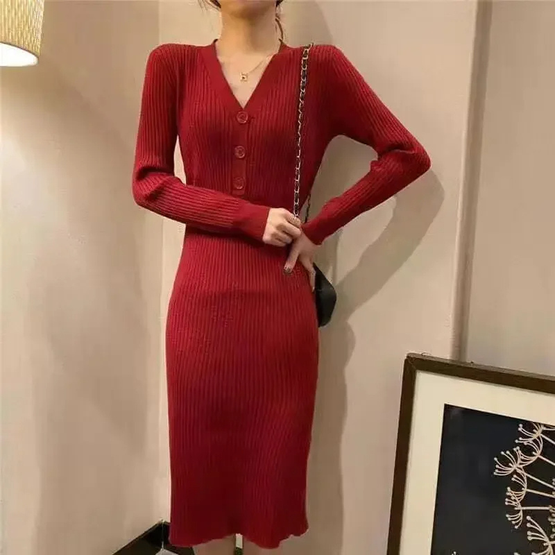 Levoire | Robe En Tricot Slim Avec Boutons Wino