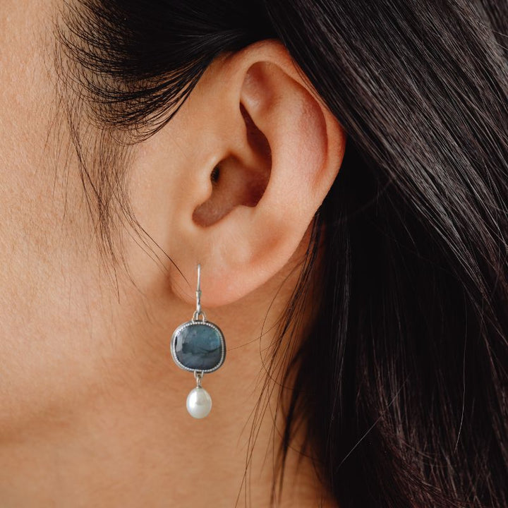 Levoire | Collection De Vin Boucles D'Oreilles En Pierre Naturelle Bleue Argent