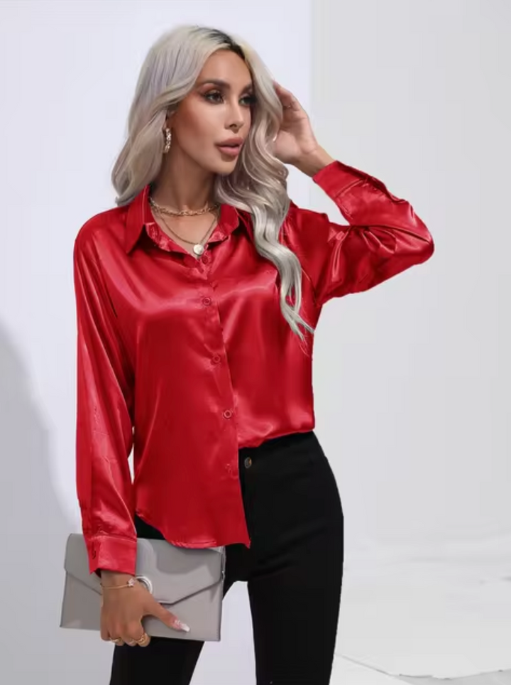 Levoire | Chemisier En Satin À Manches Longues Rot