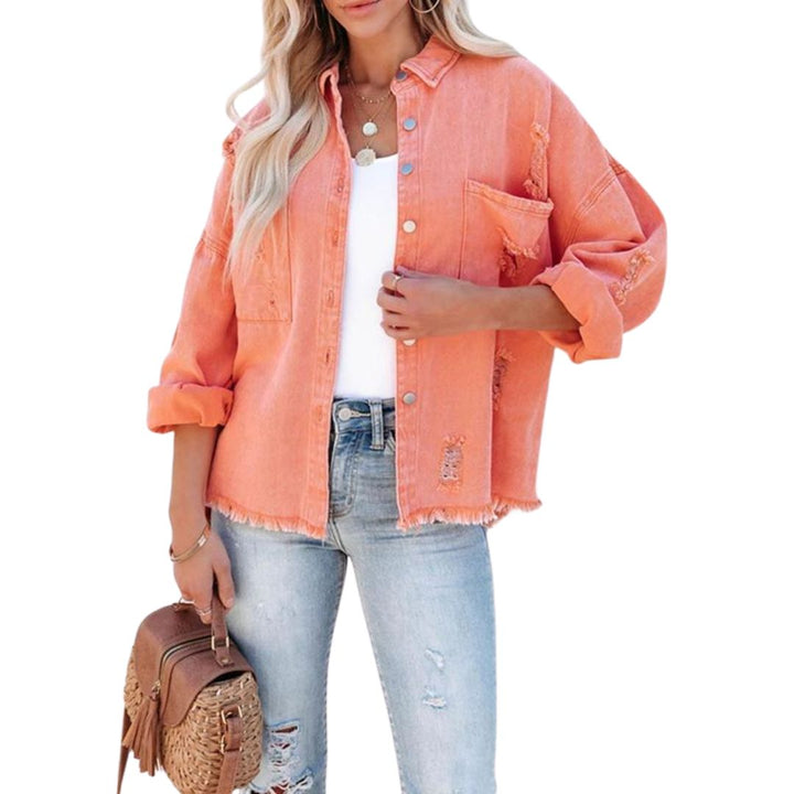 Levoire | Veste En Jean Déchirée Orange
