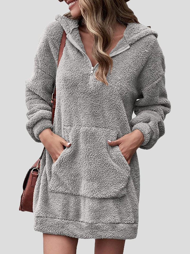 Levoire | Robe À Manches Longues, Fermeture Éclair Et Poches Pour Femmes Gris
