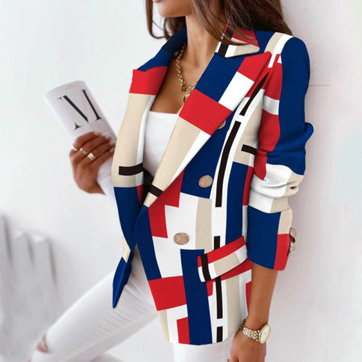 Levoire | Blazer Élégant Pour Femme Automne Bleu Rouge