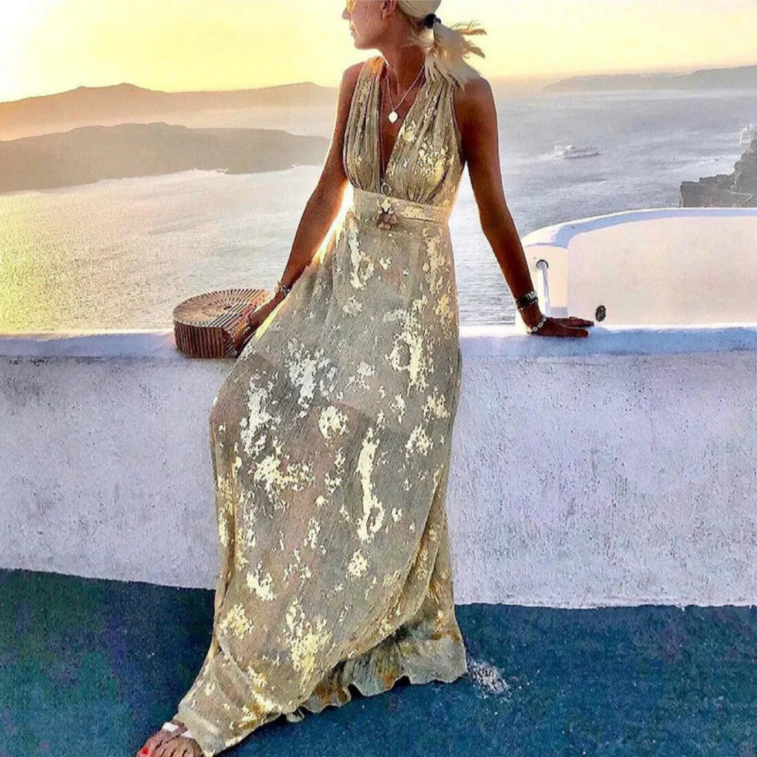 Levoire | Robe d'été à décolleté en V pour femmes longue