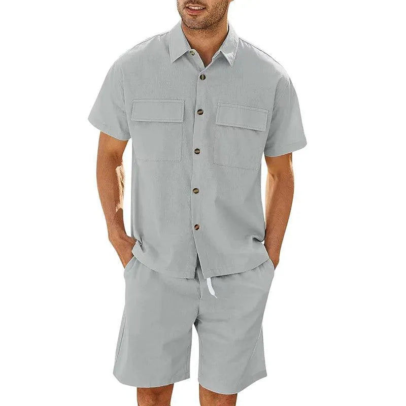 Levoire | Chemise et shorts à cordon pour hommes Gris