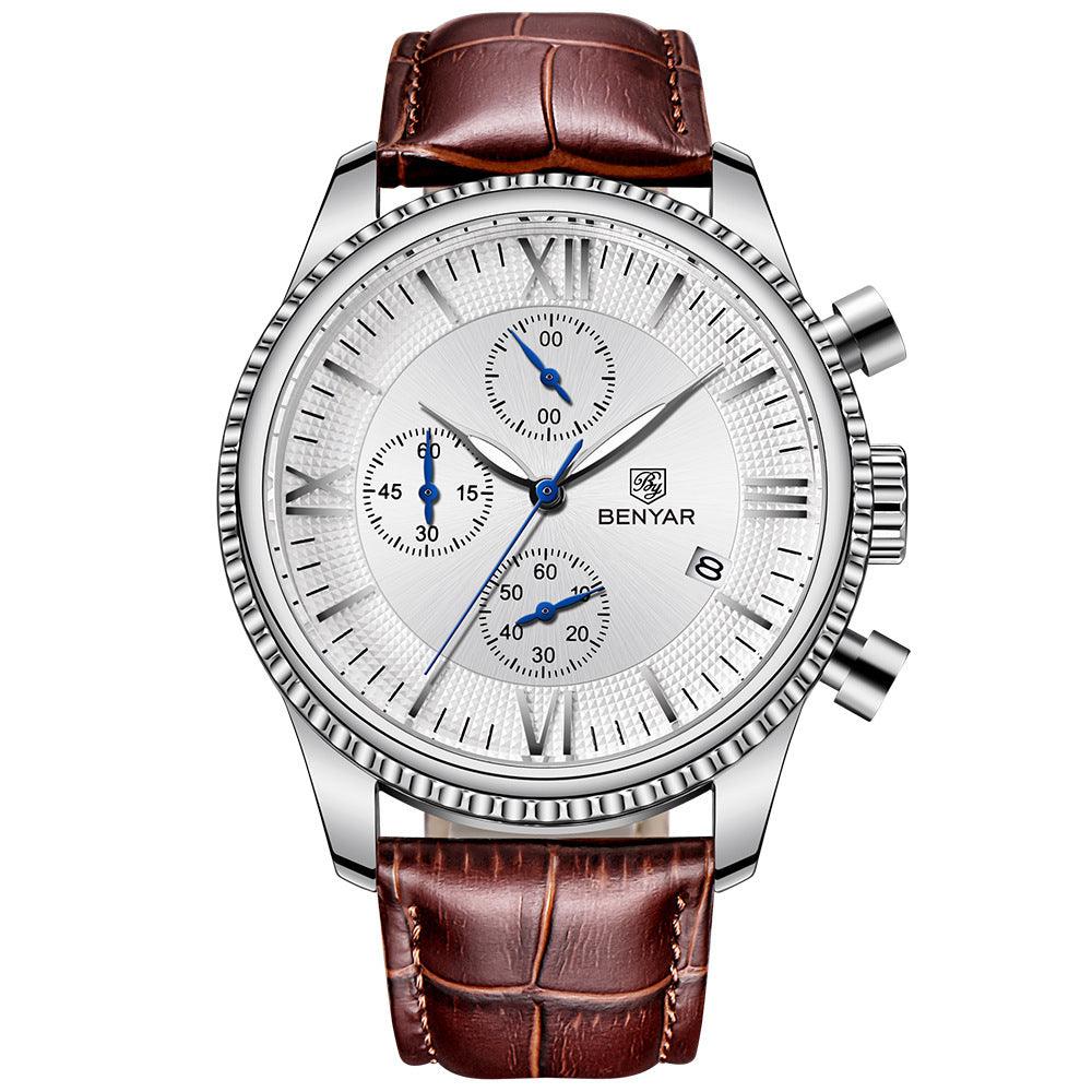 Levoire | Montre En Cuir Classique Pour Élégance Intemporelle Argent blanc brun